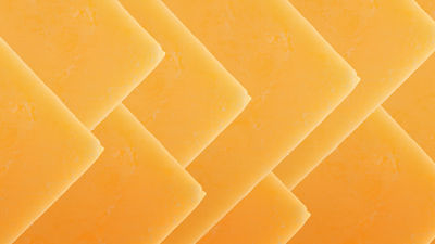 Schnittkäse versetzt von oben fotografiert